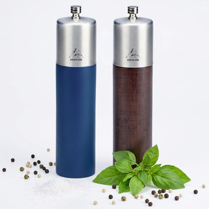 Gewürzmühlen Set, Salz- und Pfeffer-Mühle, Premium-Gewürzmühlen aus Holz mit verstellbarem Keramikma
