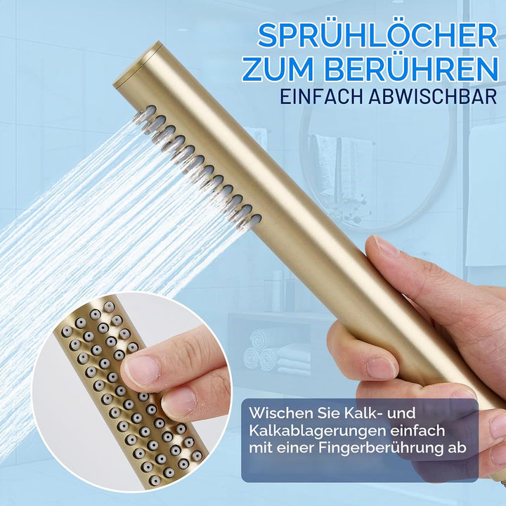 Handbrause Wassersparende Duschkopf aus Edelstahl 304 mit 48 Anti-Kalk Düsen Einfache Strahleinstell