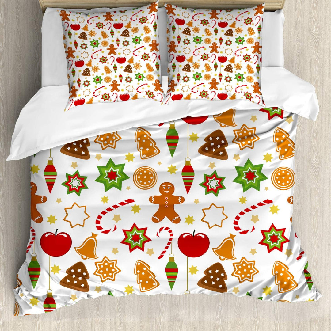 ABAKUHAUS Lebkuchenmann Bettwäsche Set für Doppelbetten, Weihnachten Graphic, Weicher Microfaserstof