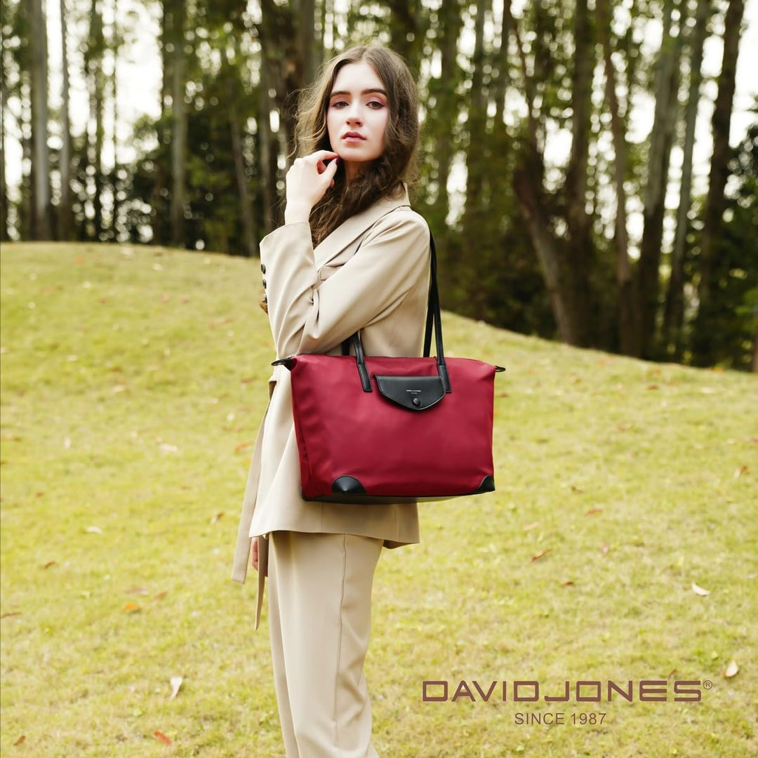 David Jones - Damen Tote Shopper Nylon wasserdichte Handtasche - Tragetasche Schultertasche - Shoppi