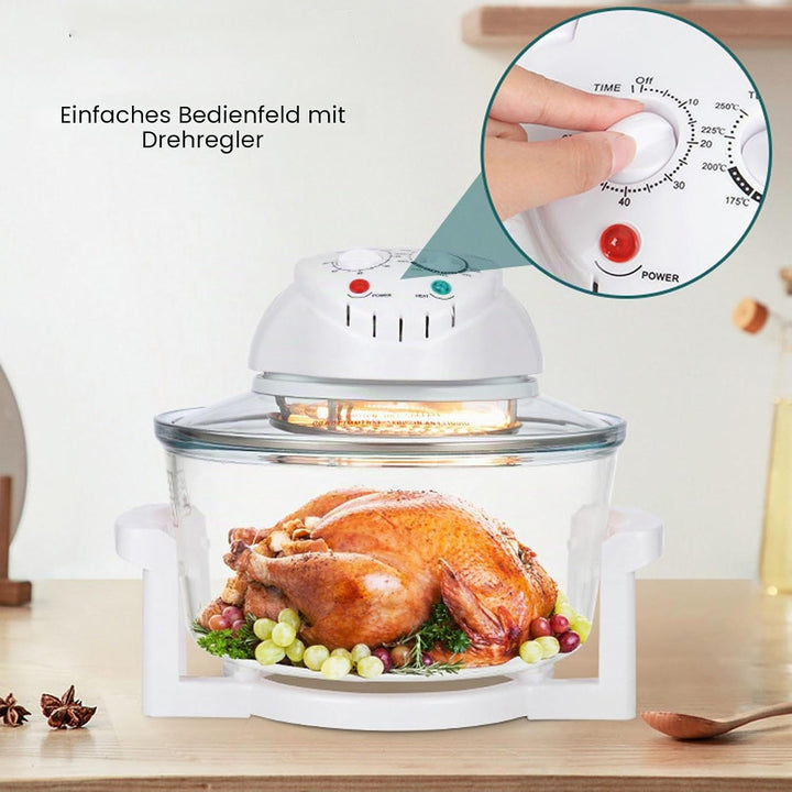Glas-Luftfritteuse, 360 Grad Sichtbare ölfreie Lebensmittelfritteuse, 12 L Elektrische Fritteuse mit