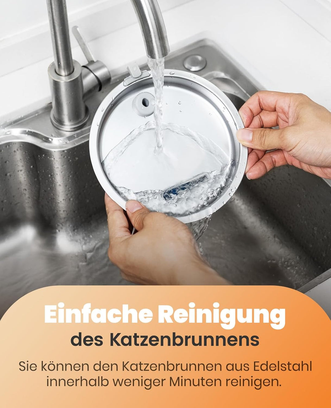 oneisall Katzenbrunnen Edelstahl, 2L Trinkbrunnen für Katze, Extrem Leiser Katzen Trinkbrunnen mit W
