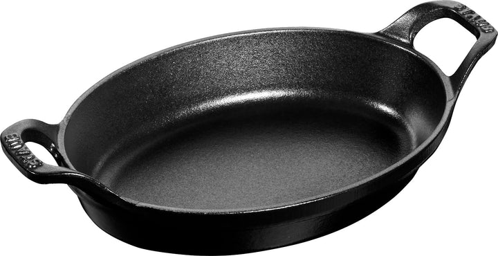 Staub 40509-341-0 stapelbare Auflaufform, oval 28 cm, 1,6 L mit mattschwarzer Emaillierung im Innere
