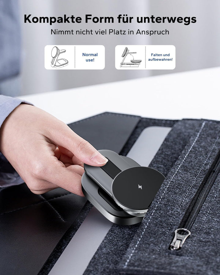 KPON Magsafe Ladestation 3 in 1 Faltbar, Induktive Kabellose Apple Ladestation, MagSafe Ladegerät fü