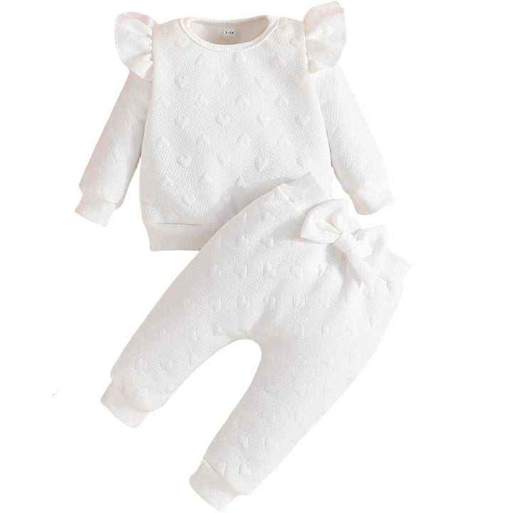 Yaopelky Kleinkind Baby Mädchen Outfits Langarm Sweatshirt Top Hose mit Fliege Kleinkind Herbst Wint