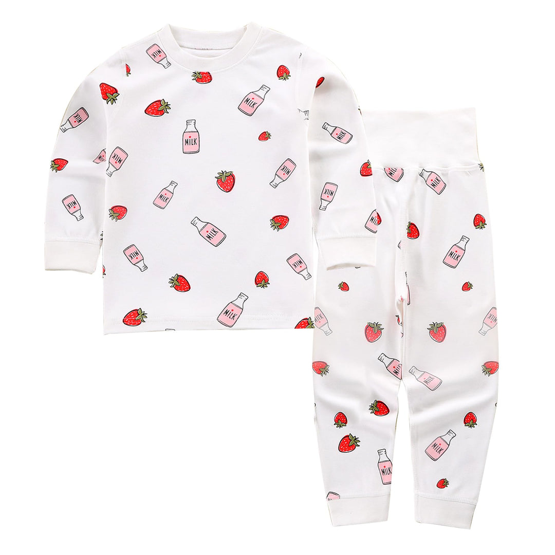 100% Baumwolle Baby Kinder Schlafanzüge Jungen Mädchen Pyjamas Set Langarm Nachtwäsche 1-2 Jahre Erd