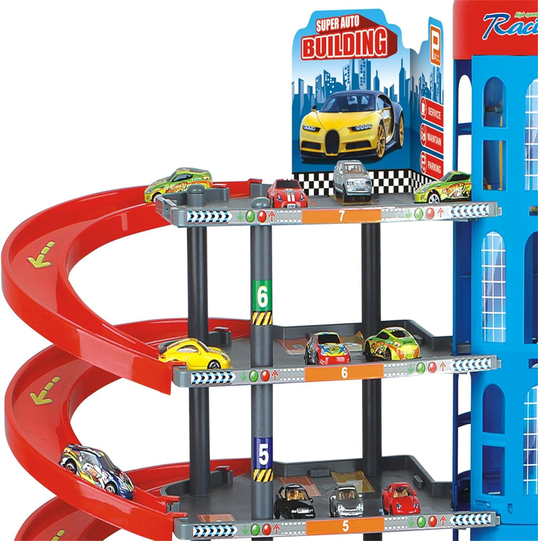 Parkgarage Spielset mit Autos und viel Zubehör für Kinder Autogarage Parkhaus Garage Spielzeugautos