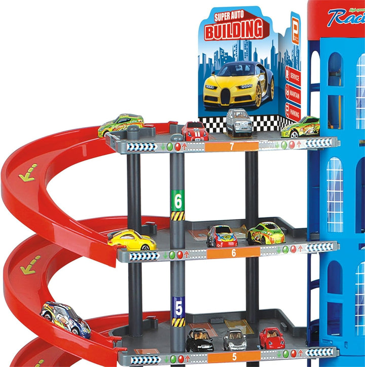 Parkgarage Spielset mit Autos und viel Zubehör für Kinder Autogarage Parkhaus Garage Spielzeugautos