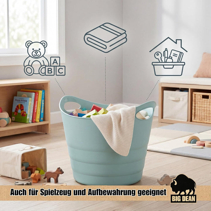2 Stück Elastischer Gummitrog Trog mit Tragegriffen Universal Flexibler Gartenkorb Mehrzwecktrog ca.