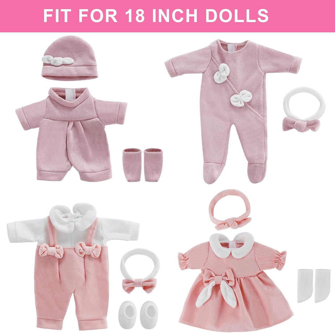 Puppenkleidung für 22-30 cm New Born Baby Puppen, Kleidung Bekleidung Outfits 4er-Pack (Keine Puppe)