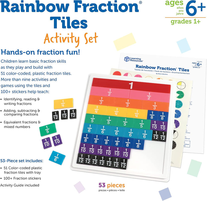 Learning Resources Rainbow Fraction Tiles with Tray 10 x 12.8 x 1.3 inches