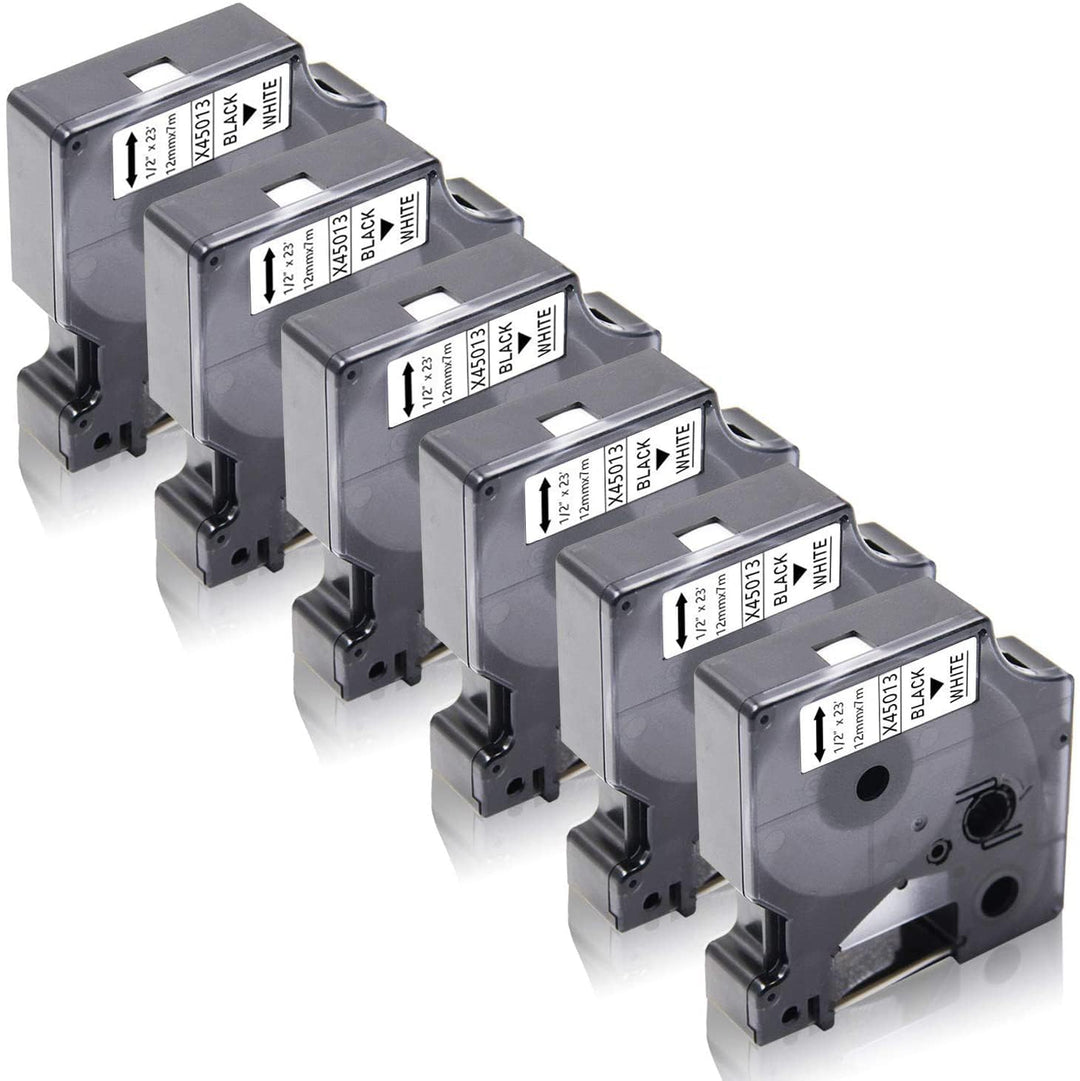 6x XemaX Schriftbänder Kompatibel für Dyno Etikettenband 12mm x 7m D1 45013 A45013 S0720530 für Dyno
