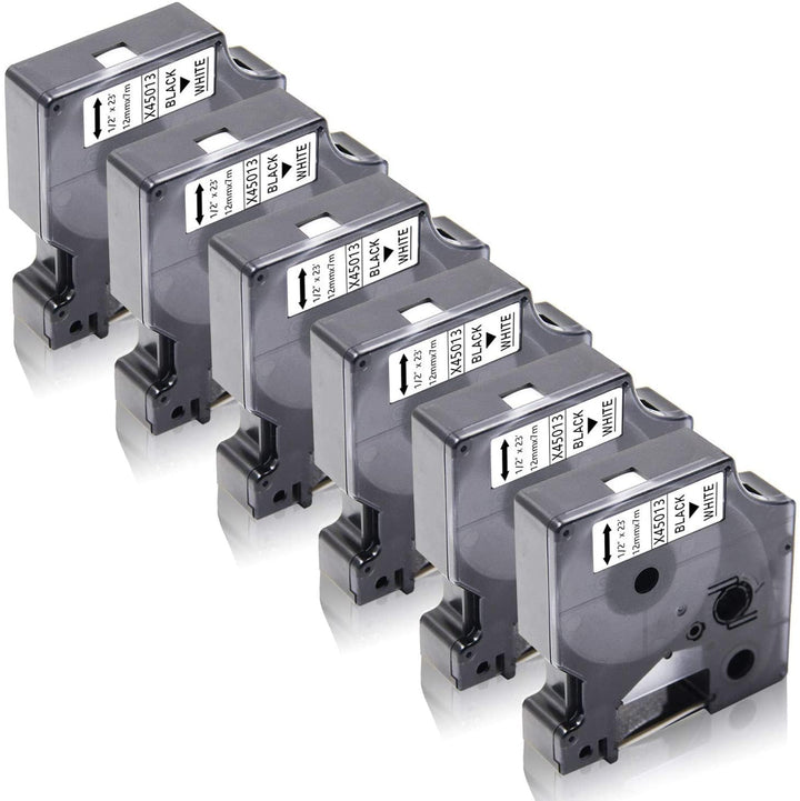 6x XemaX Schriftbänder Kompatibel für Dyno Etikettenband 12mm x 7m D1 45013 A45013 S0720530 für Dyno