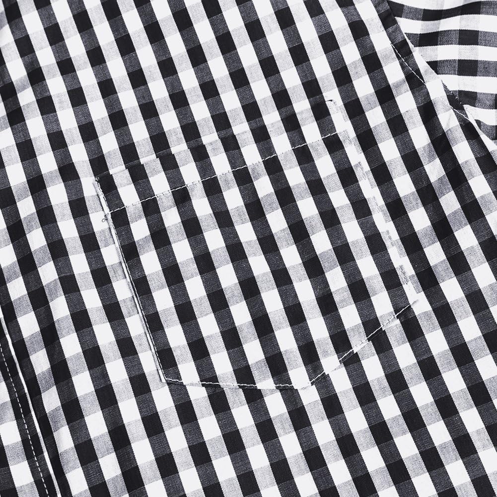 KOJOOIN Trachtenhemd Slim fit Herren kariert Hemd Freizeithemd Langarmhemd Hemd Bestickt Baumwolle -
