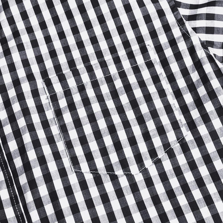 KOJOOIN Trachtenhemd Slim fit Herren kariert Hemd Freizeithemd Langarmhemd Hemd Bestickt Baumwolle -