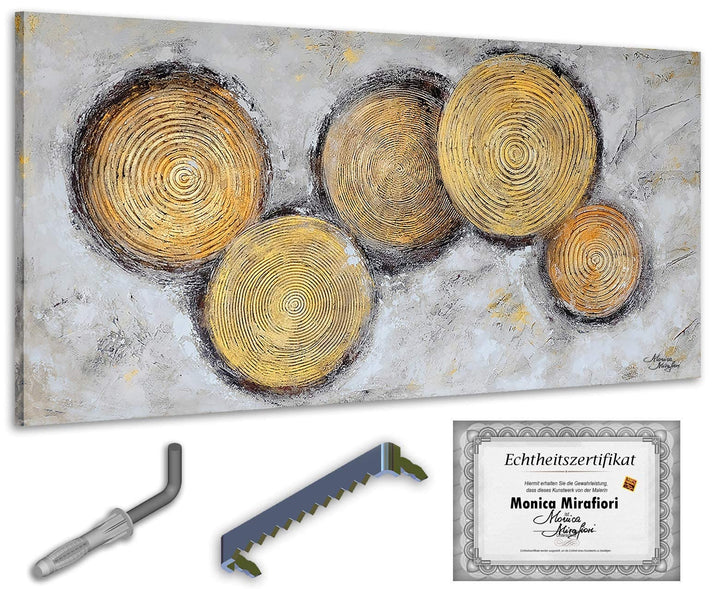 Monica Mirafiori I 100% HANDGEMALT I Gemälde Golden Ciecles 100x50cm | Gemälde Handgemalt | Acrylgem