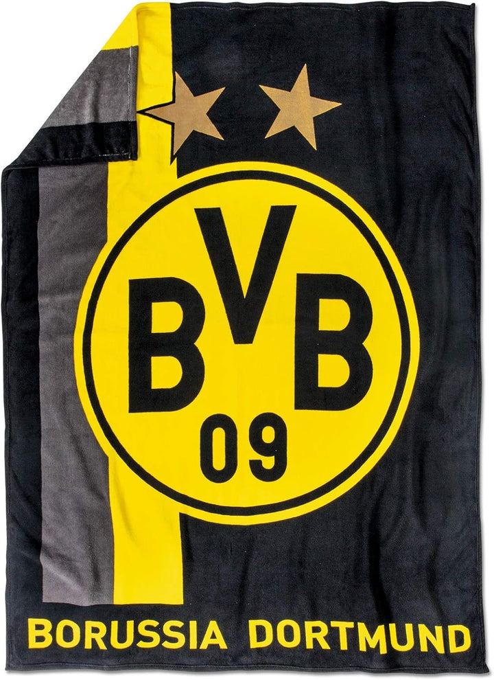 Borussia Dortmund BVB 09 BVB-Fleecedecke mit Streifenmuster 00 SCHWARZ/GELB 200 x 150 x 1 cm, 200 x