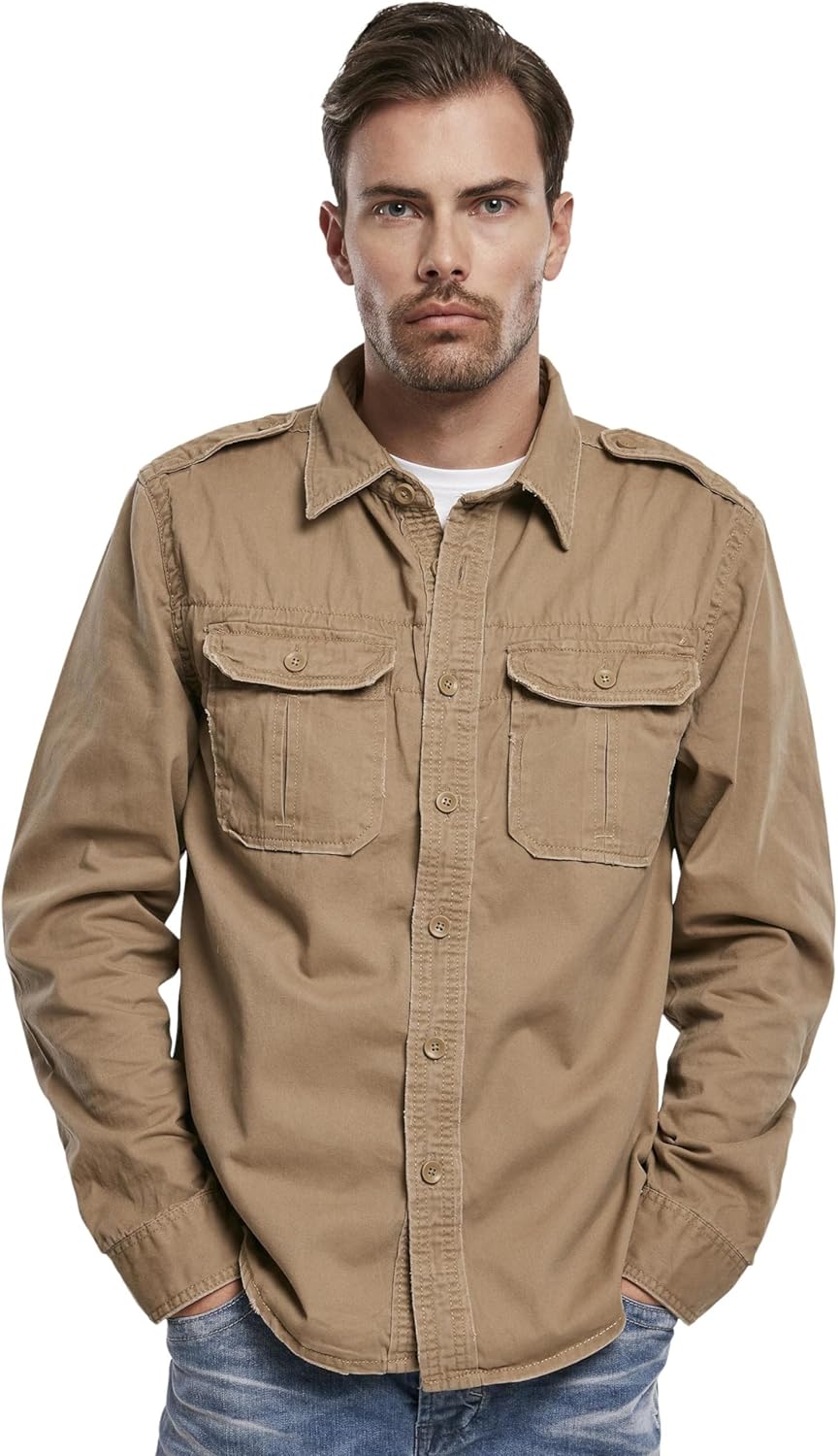 Brandit Vintage Shirt Long Sleeve,mehrere Farbvarianten, Grössen S bis 7XL, Camel Longsleeve