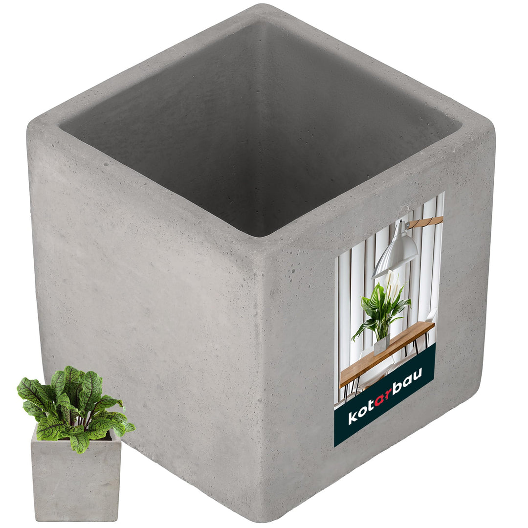 KOTARBAU® Blumentopf Übertopf 20 x 20 cm für Blumen Pflanzen aus Dekorativ-Beton Quadratisch im Inne