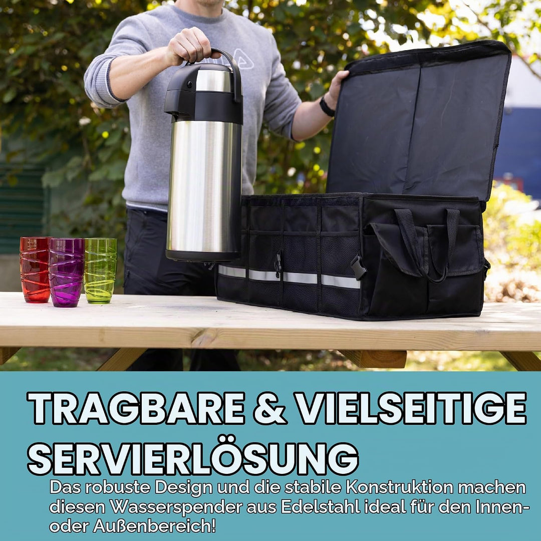 HEFTMAN Kaffeekanne Thermo 5L - Thermoskanne Edelstahl Airpot Pumpflasche | Doppelwandige Isolierung