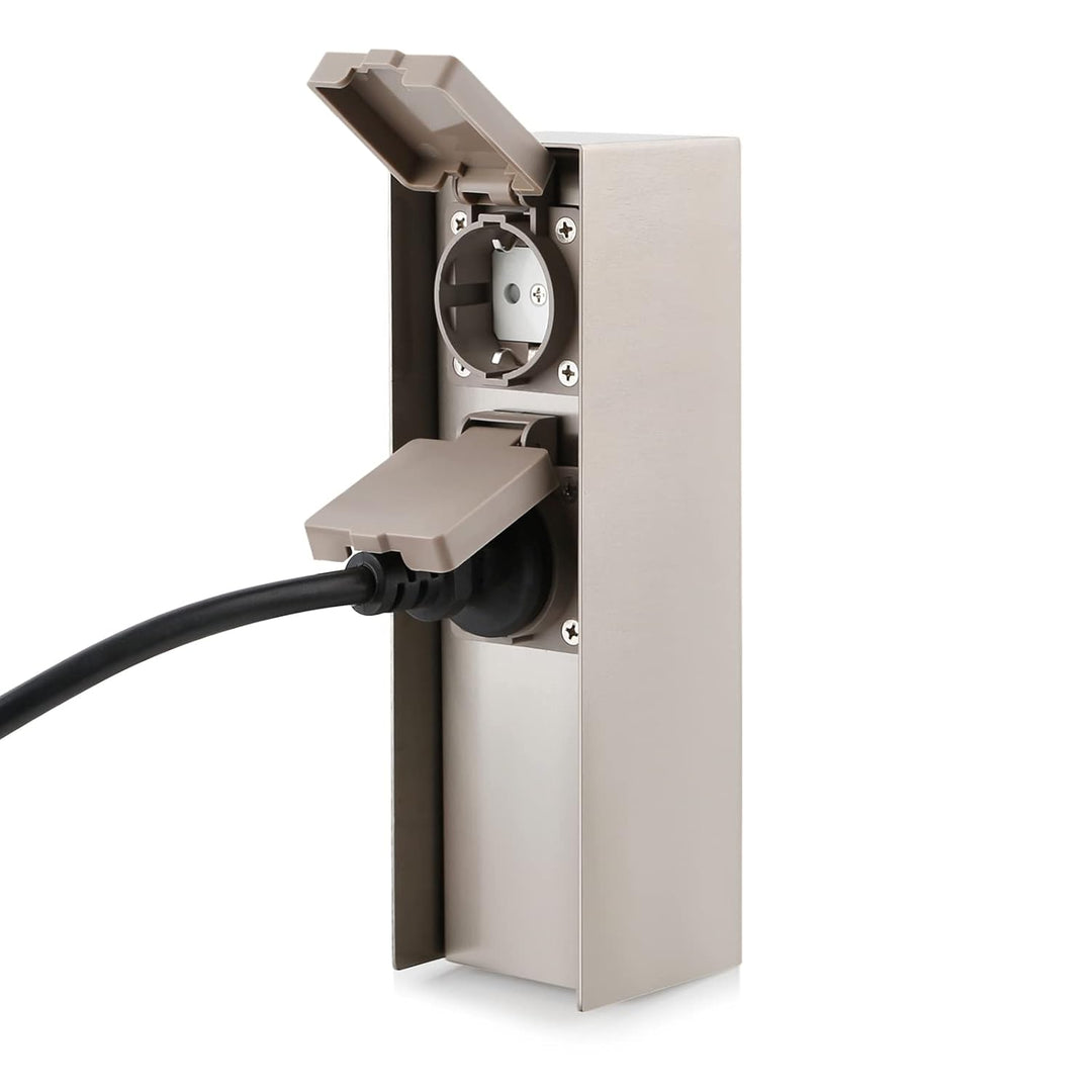 Garten Steckdosensäule mit 2-Fach Gartensteckdosen, max. 3680W, IP44 für den Aussenbereich - Eckig S