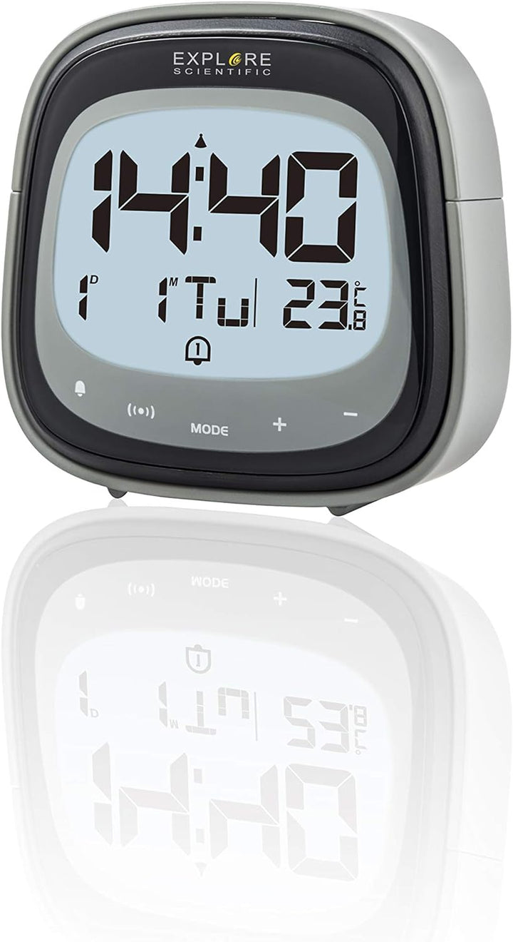 EXPLORE SCIENTIFIC Schwarz RDC-3006 Wecker, Touch-Key, Innentemperatur, Funksteuerung, Kalender, Tou
