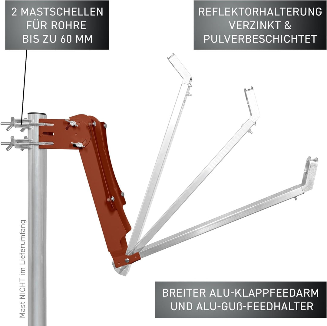 GALLUN 80cm De-Luxe ALU Parabolantenne rot Alu Deluxe Ziegelrot, Alu Deluxe Ziegelrot