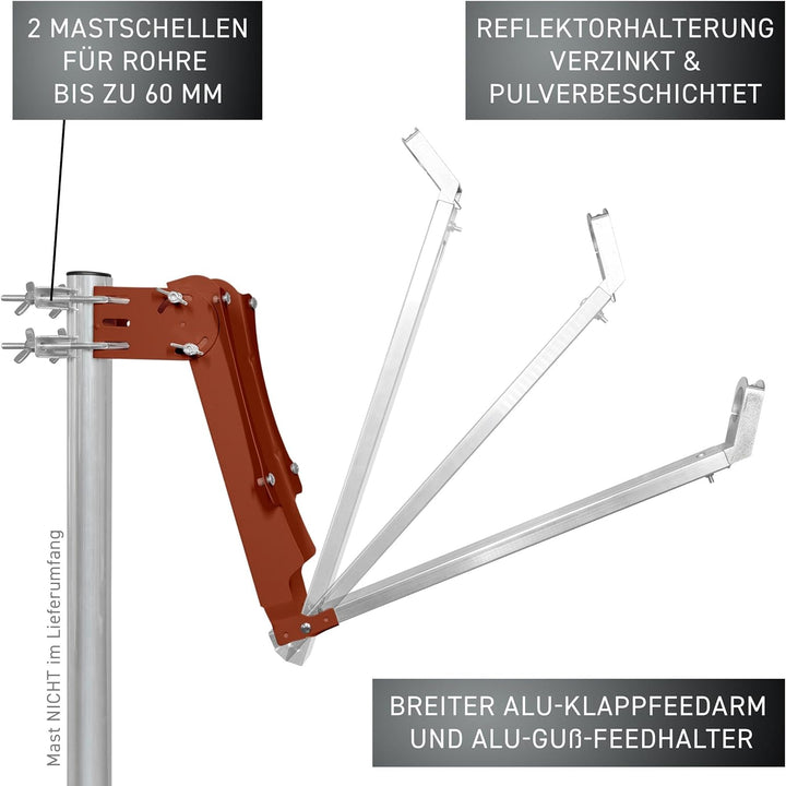 GALLUN 80cm De-Luxe ALU Parabolantenne rot Alu Deluxe Ziegelrot, Alu Deluxe Ziegelrot
