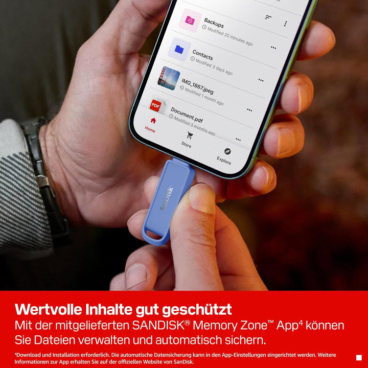 SANDISK Phone Drive mit USB Type-C 512 GB (Flash-Laufwerk für Smartphones, Tablets und Computer, 150