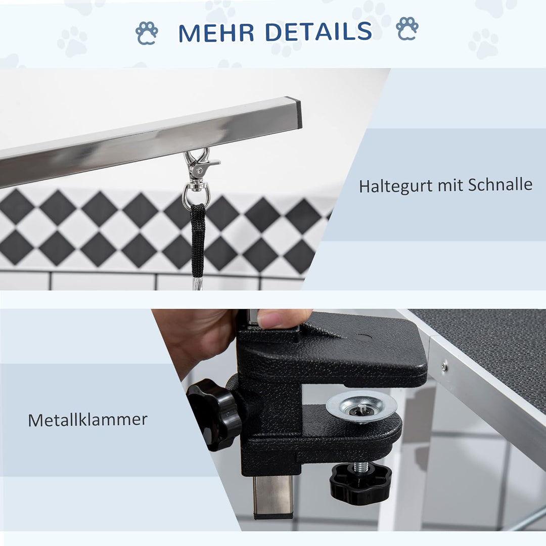 Pawhut Haustier Trimmtisch, Hunde Schertisch, Tierpflegetisch, höhenverstellbar, inkl. Schlingen Sch