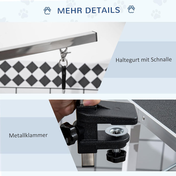 Pawhut Haustier Trimmtisch, Hunde Schertisch, Tierpflegetisch, höhenverstellbar, inkl. Schlingen Sch