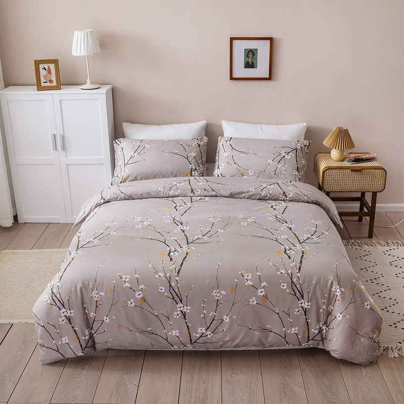 OLDBIAO Bettwäsche 2er Set Mikrofaser Bettbezug 135x200 cm und Kissenbezug 80x80 cm, Ästhetisch Blum
