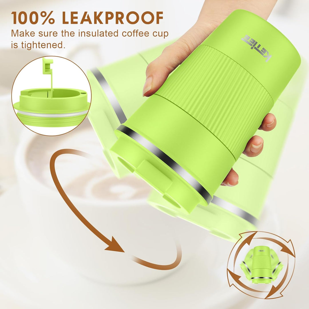 KETIEE Kaffeebecher to go,380ml Thermobecher Kaffee-to-go,Kaffeebecher Thermo,Doppelwandig Reisebech