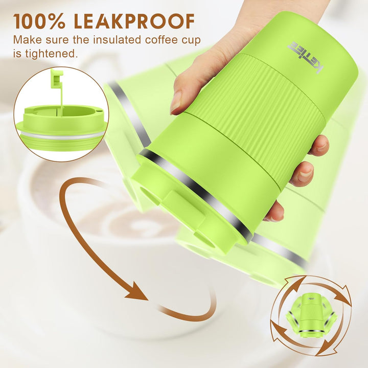KETIEE Kaffeebecher to go,380ml Thermobecher Kaffee-to-go,Kaffeebecher Thermo,Doppelwandig Reisebech