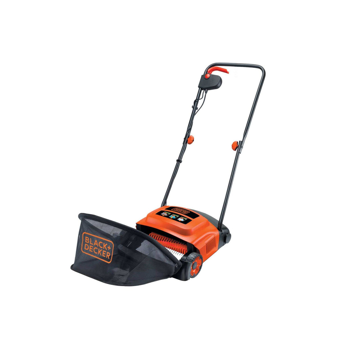 Black+Decker Elektro-Rasenlüfter (600W, zur ganzjährigen Rasenpflege, 30 cm Arbeitsbreite, 3 Arbeits