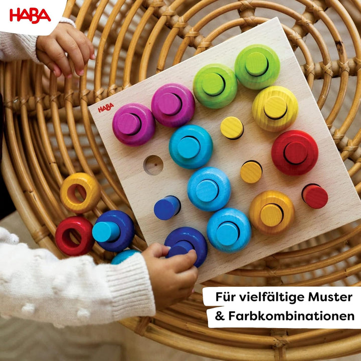 Haba 2202 - Steckspiel Farbkringel, buntes Sortier- und Motorikspielzeug aus Holz ab 2 Jahren, zum F