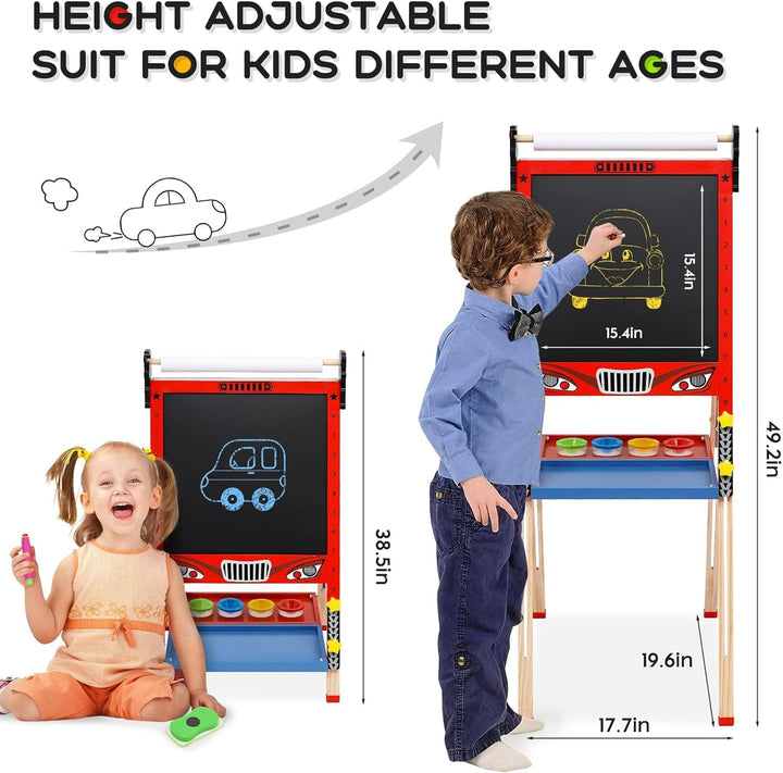 Kinder Tafel Staffelei aus Holz mit Papierrolle Kinder Holz Spielbrett Höhe Einstellbar Schöne Bogen