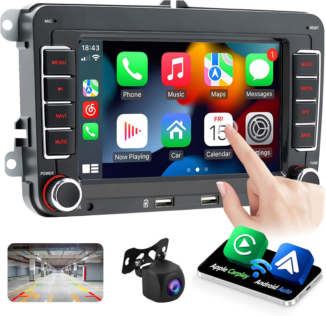 Hikity Android Autoradio für VW Golf 5 6 Touran Polo Radio mit Navi, 7 Zoll Bildschirm Touch Display