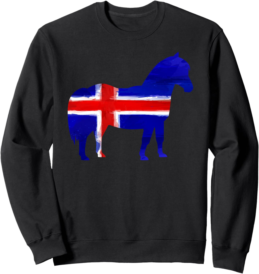 Islandpferd Isländer Island Pony Pferd Reiten Fahne Flagge Sweatshirt