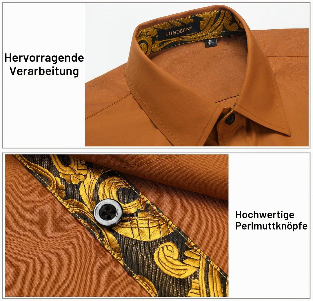 HISDERN Herren Hemd formelle Freizeithemd Businesshemden Freizeithemden Langarm Baumwolle Klassisch