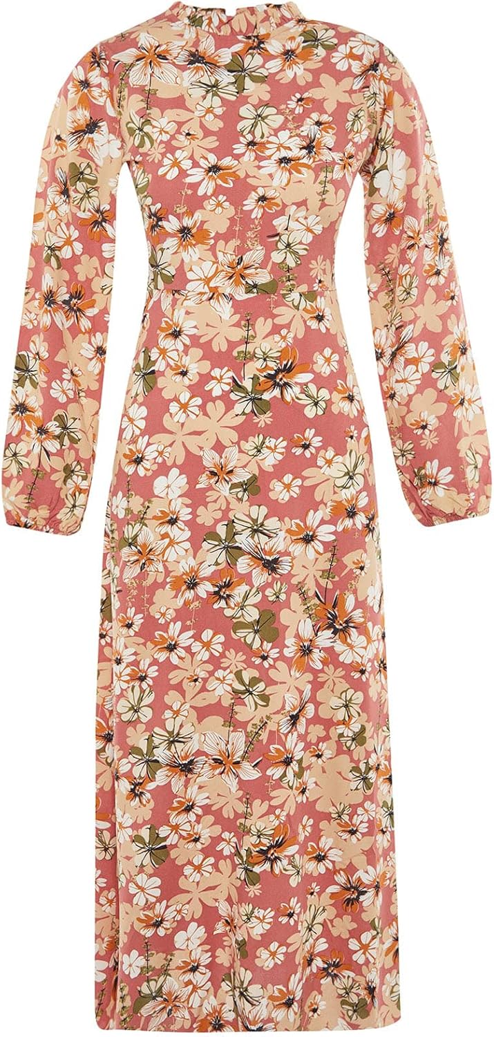 TRENDYOL Damen Woman Midi Shift V-Ausschnitt Gestrickt Kleid L Multi-color, L Multi-color