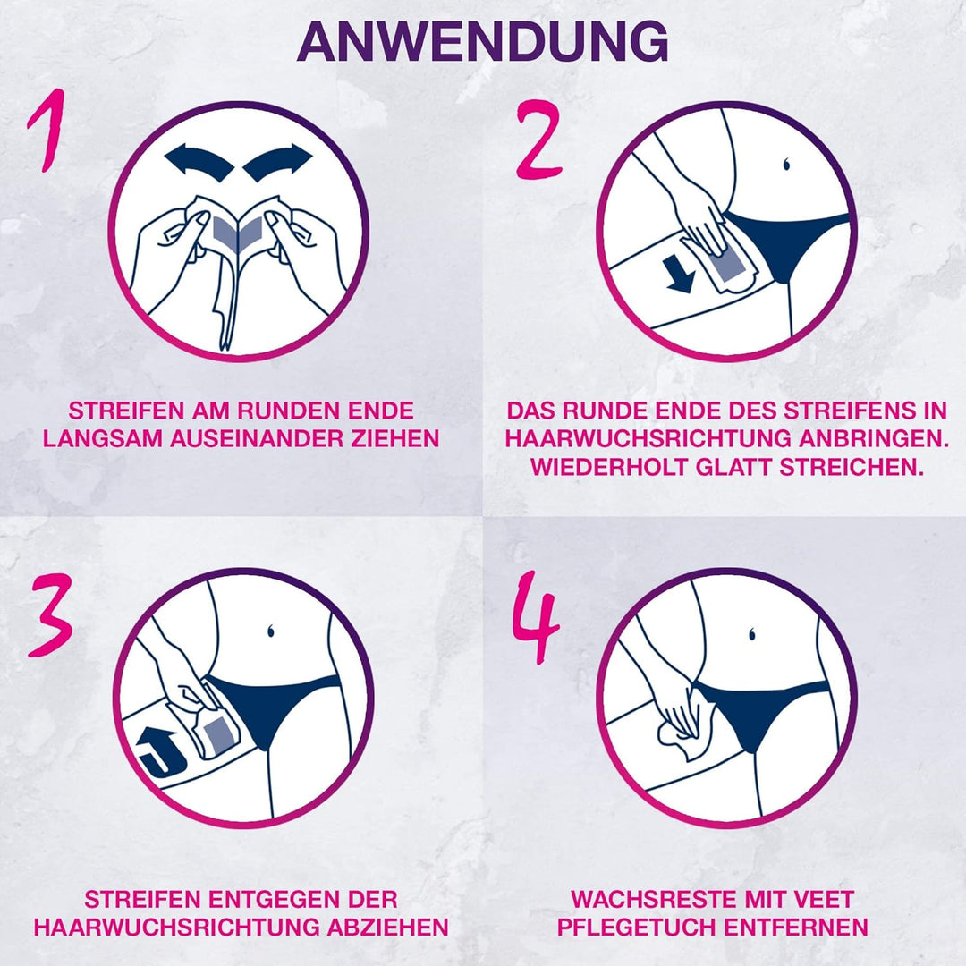 Veet Bikini Kaltwachsstreifen 16 Stück, 3er Pack (3 x 16 Stück)