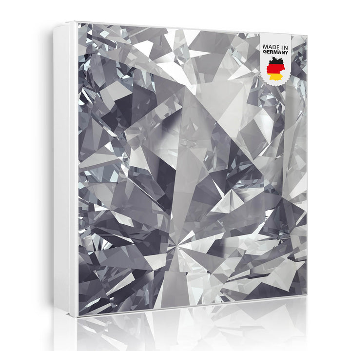 banjado® Grosser Schlüsselkasten Glas/Schlüsselbox 30cm x 30cm mit 50 Haken - Motiv Facetten Monochr