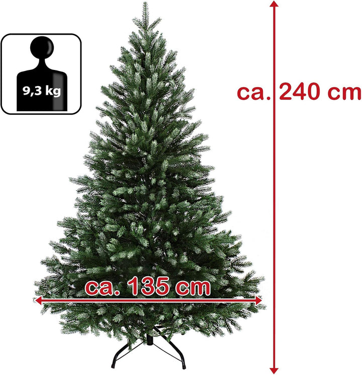 BB Sport Luxus Christbaum 240 cm Dunkelgrün-Puderzucker künstlicher Weihnachtsbaum PE/PVC Spritzguss