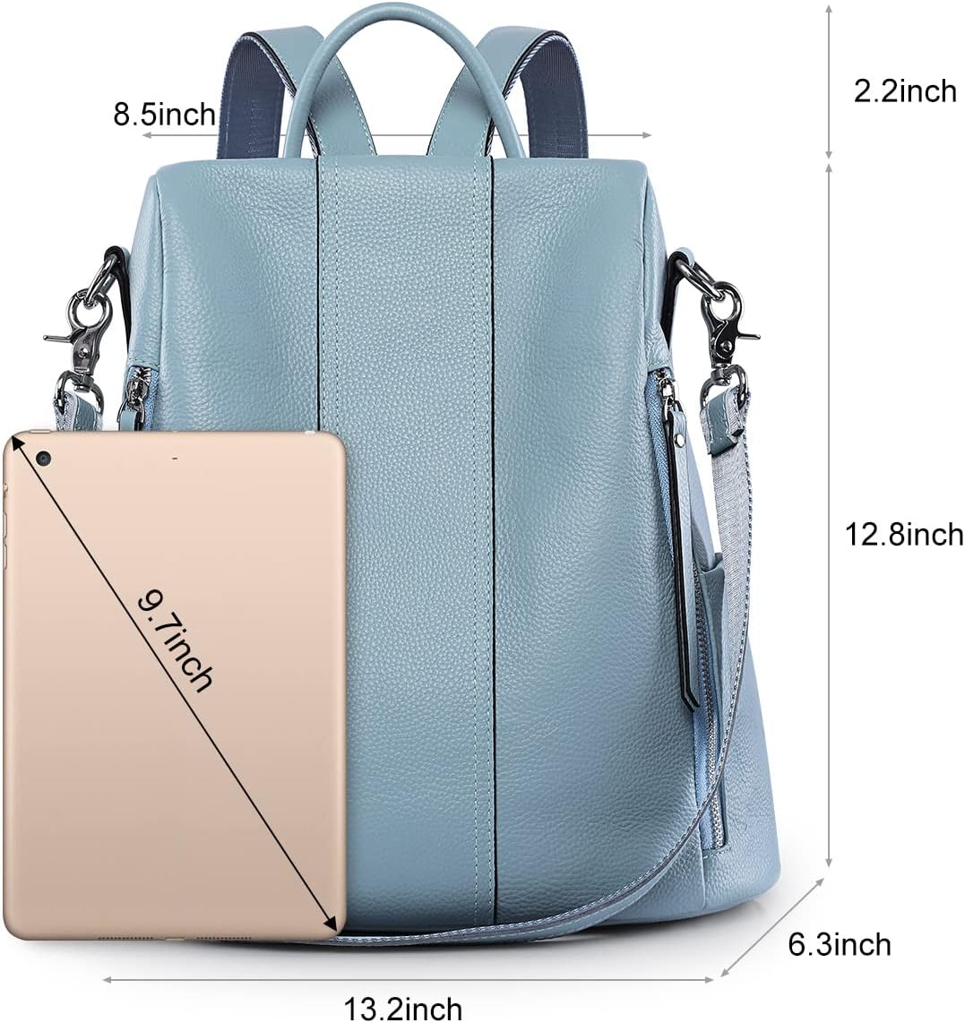 S-ZONE Damen Rucksack Echtleder Weiches Wasserdicht Anti Diebstahl Mode Rucksackhandtasche Casual Sc
