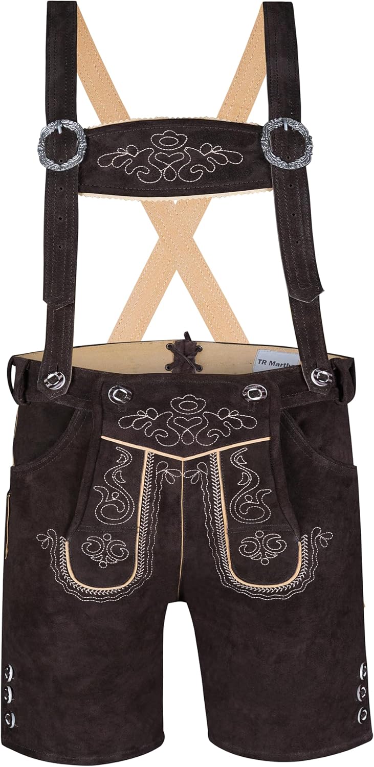 TR Martha Premium Lederhose für Herren - Elegante Trachtenhose Gr.46-60 - Kurze Trachten Lederhose m