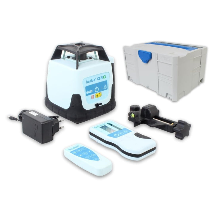 hedue® Q3G Rotationslaser selbstnivellierend, grüner Laserstrahl - Nivelliergerät mit zwei Laserklas