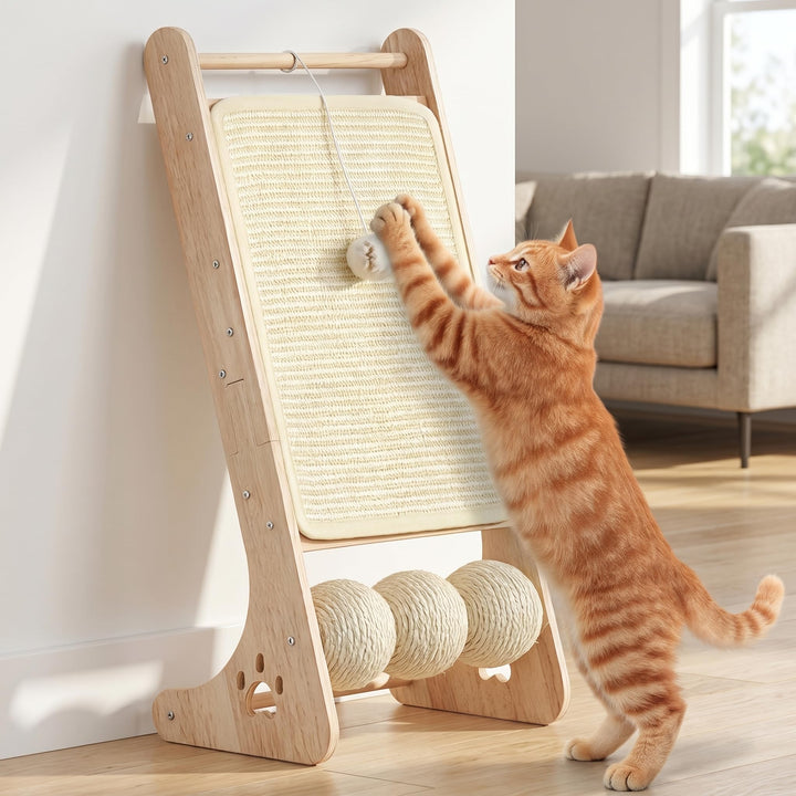 Kratzbrett Katzen, Sisal Kratzbretter Katze mit Sisal Kratzbällen, Kratzmatte mit Rampe für Wohnungs