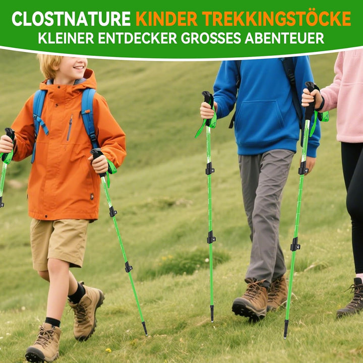 Clostnature Wanderstöcke Kinder Teleskop - Verstellbare Trekkingstöcke für Kinder, 2 Stück Leichte W