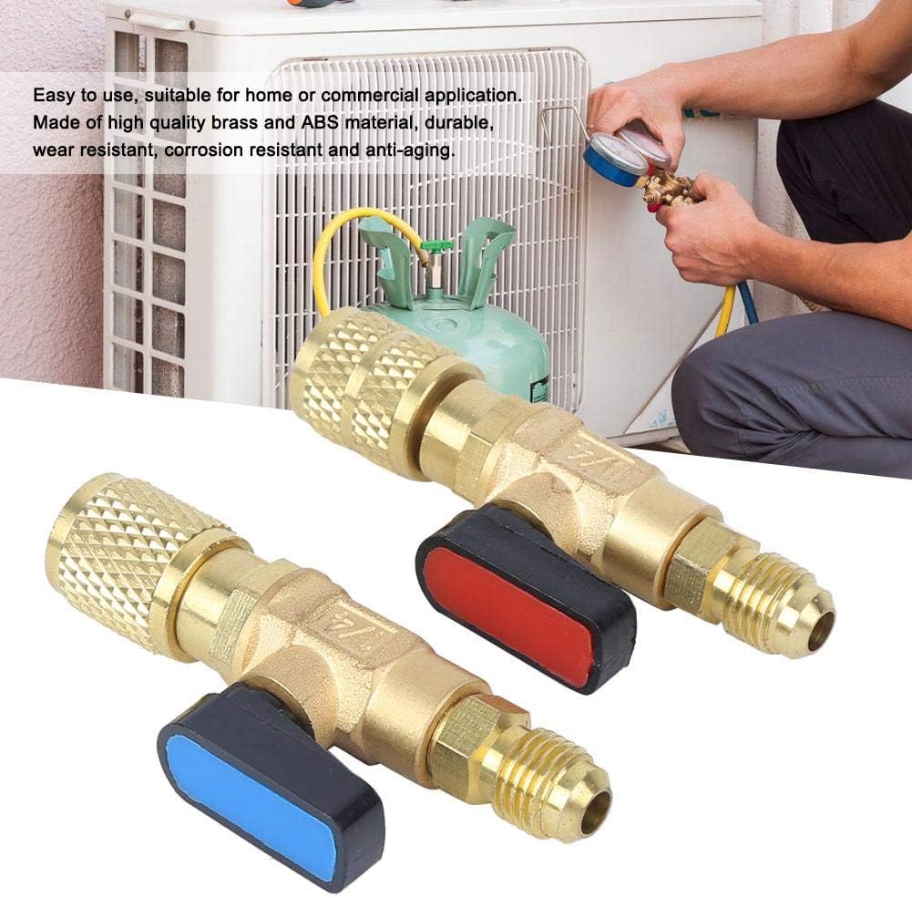 Haofy Klimaanlagen Kältemittel Kugelhahn, 2 Stück Kältemittelventil Kugelhahn Ladeschläuche Adapter,
